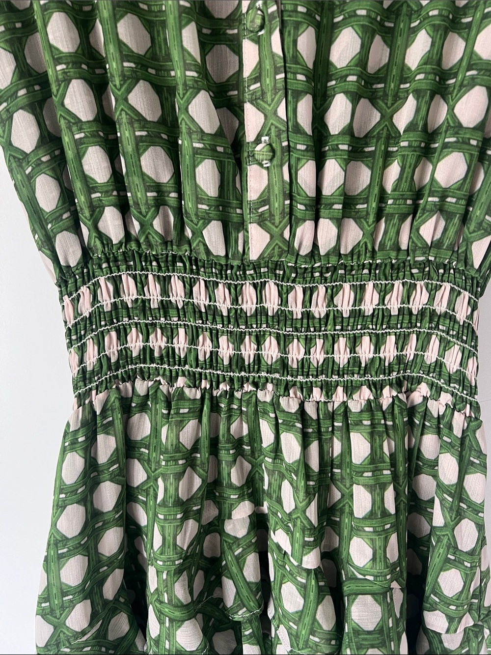 MISA Los Angeles Green Printed Short Sleeve Waist-Detail Dress - Picture 4 of 8